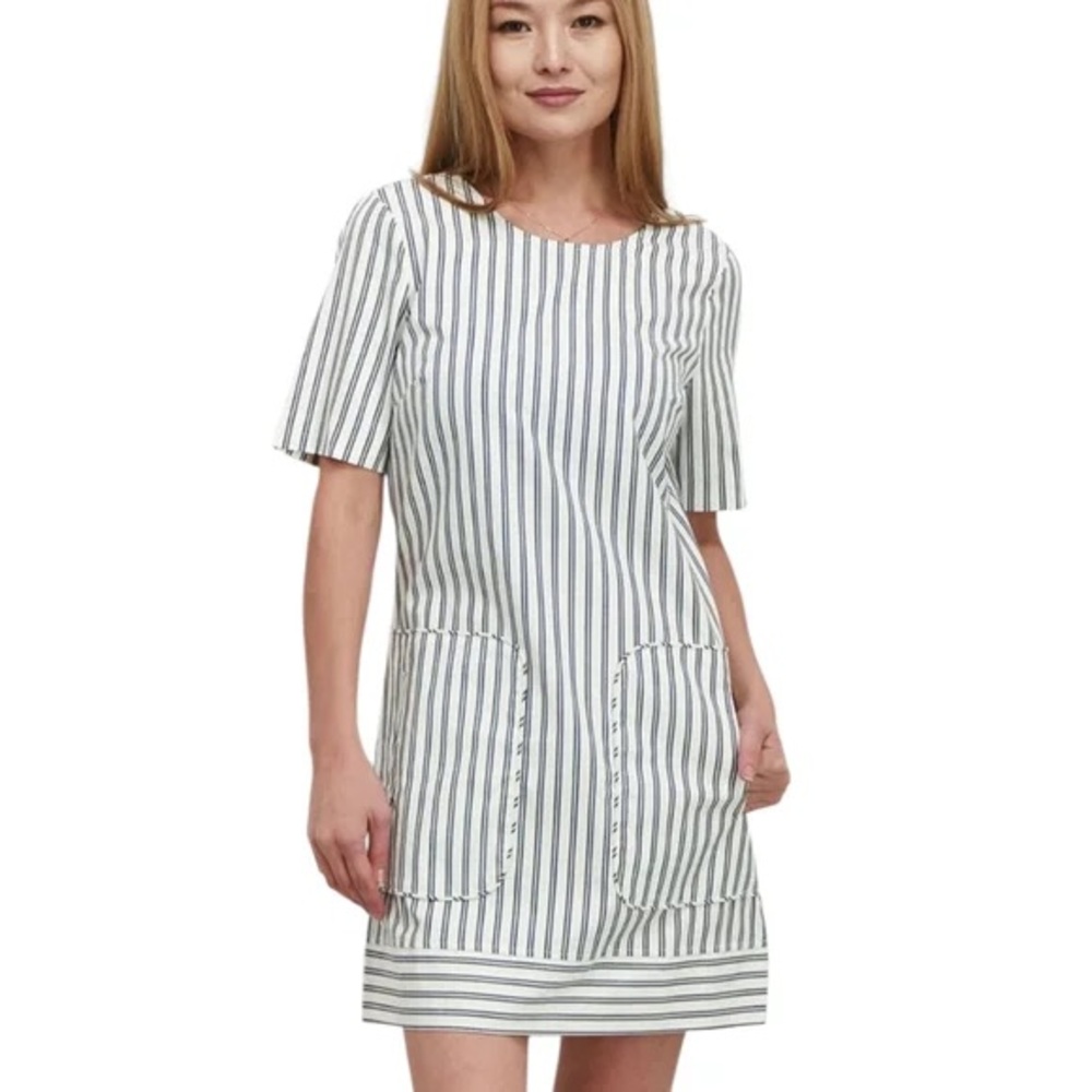 Avec Les Filles Women's Striped Cotton Mini Shift Dress Size Medium